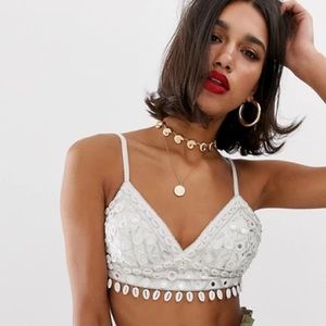 ASOS Design Crop Top with Shell Sequin
